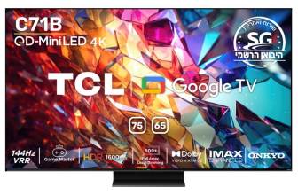 טלוויזיה חכמה TCL QD-Mini LED 4K "75 טי.סי.אל 75C71B המבוקש!