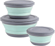 סט 3 קערות מתכווצות עם מכסה Bpatent – צבע טורקיז