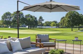 שמשיית צד 3.3 מטר בצבע בז' JOB LOT כולל תאורה סולארית