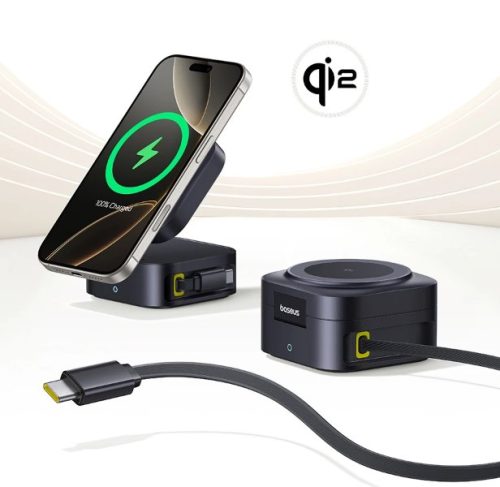 המטען האלחוטי המגנטי Baseus PicoGo 2-in-1 Qi2