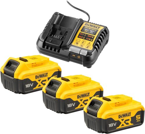 סט שלוש סוללות DEWALT 18V 5Ah + מטען
