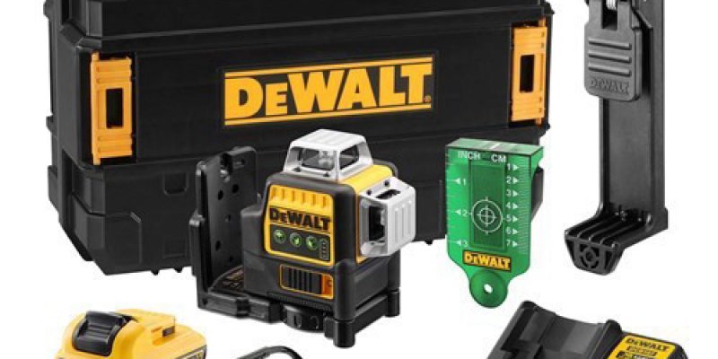פלס לייזר ירוק 3 קרניים 12V + סוללה 2.0AH ואביזרים DeWalt