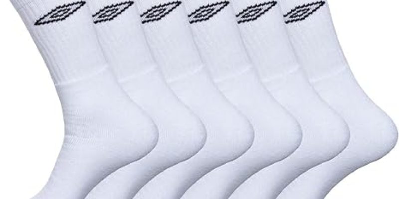 מארז 20 זוגות גרבי ספורט לוגו UMBRO שחור / לבן