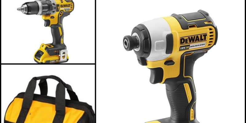 סט 18V אימפקט + מברגה/מקדחה + שתי סוללות 5.0AH + תיק + מטען DeWalt