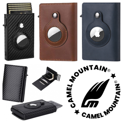 ארנק עור קפיץ דגם SSL Apple AirTag Popup מבית Camel Mountain