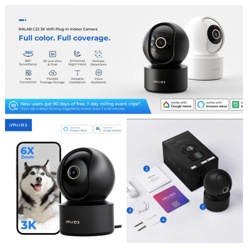 זוג מצלמות אבטחה IMILAB C22 + זוג כרטיסי זיכרון 32GB