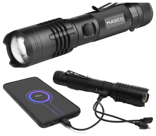 פנס LED נטען 1000 לומן המשמש כמטען נייד USB מבית Kasco