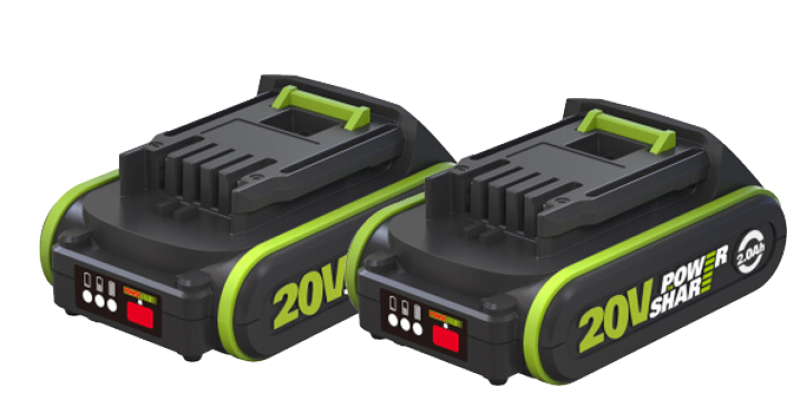 זוג סוללות 20V WORX בהספק 2.0AH דגם WA3593 / WA3023