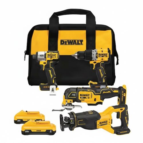 קיט 4 כלים ללא פחמים כולל 2 סוללות 4AH ותיק DEWALT DCK411Q2 (ללא מטען, יש לרכוש בנפרד)
