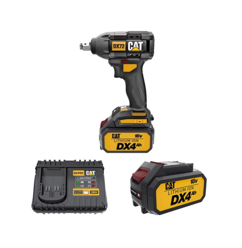 מפתח רטיטה נטען ללא פחמים CAT 18V + זוג סוללות 4AH ומטען בתוך מזוודה קשיחה מקורית!