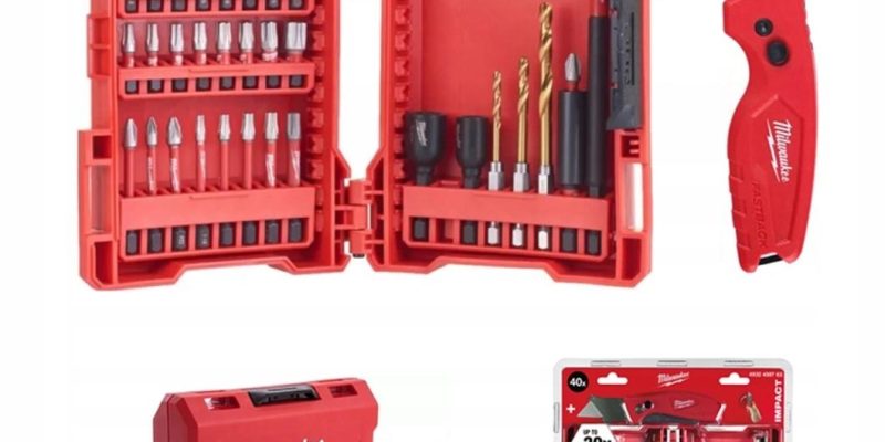 סט 50 ביטים ומקדחים + סכין קטנה מתקפלת Milwaukee