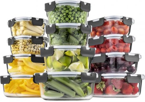 סט 12 קופסאות אחסון מזכוכית Finedine – סך הכל 24 חלקים