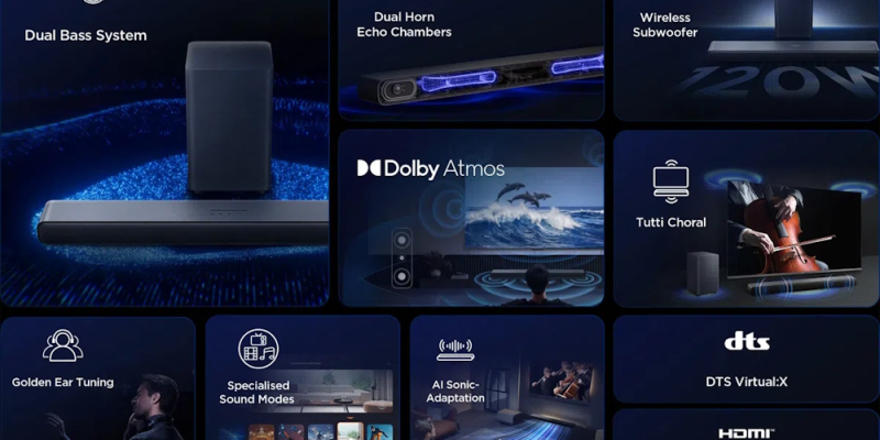 סאונדבר TCL S55H – מקרן קול 2.1 עם סאבוופר אלחוטי ו-Dolby Atmos