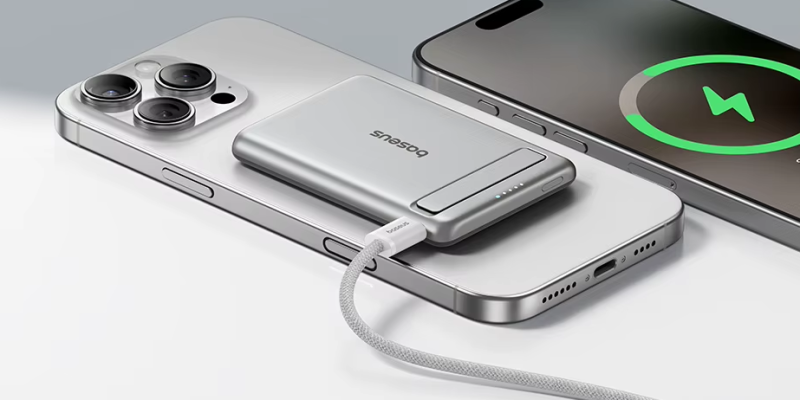סוללת גיבוי מגנטית Baseus PicoGo Qi2 בנפח 5000mAh עם טעינה אלחוטית