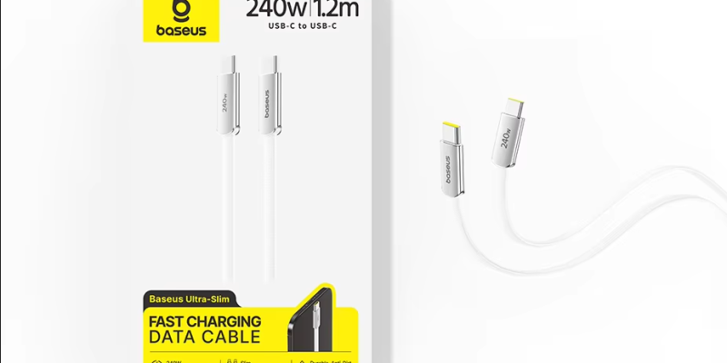 כבל טעינה מהירה Baseus 240W Ulta-Slim USB C TO USB C