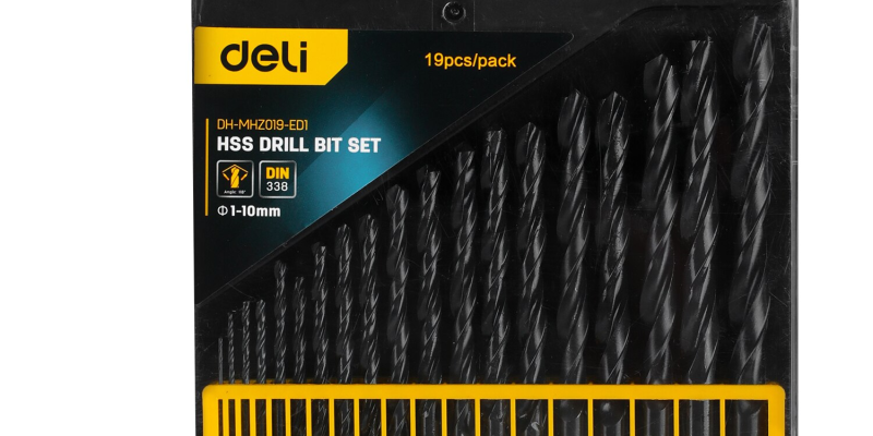 סט 19 מקדחים Deli HSS בגדלים 1-10 מ"מ