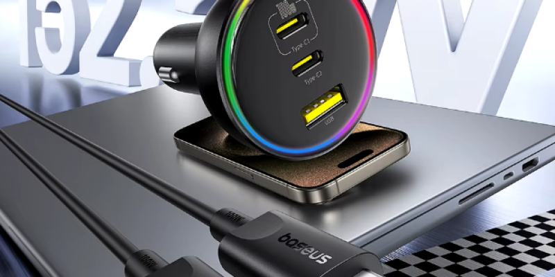 פלאג טעינה מהיר לרכב כולל כבל טייפ סי Baseus 152.5W