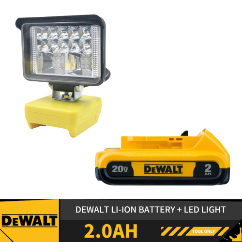 סוללת דיוולט DEWALT 2AH ופנס גנרי 18V תואם!