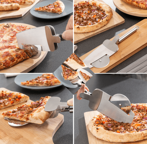 גלגלת פיצה רב תכליתית 4 ב-1 גלגלת+מרית+סכין+מלקחיים InnovaGoods Nice Slice
