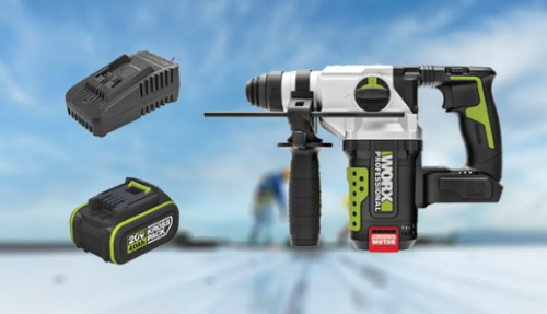 פטישון וורקס WORX נטען 26 מ"מ BRUSHLESS + סוללה 4.0AH + מטען (דגם WU389)