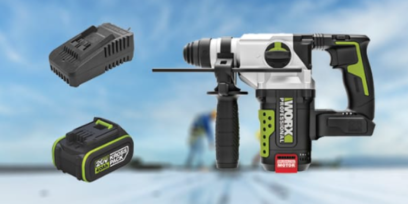 פטישון וורקס WORX נטען 26 מ"מ BRUSHLESS + סוללה 4.0AH + מטען (דגם WU389)