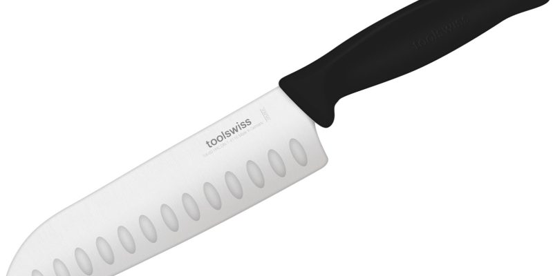 סכין סנטוקו 17 ס"מ מבית Toolswiss – צבע שחור
