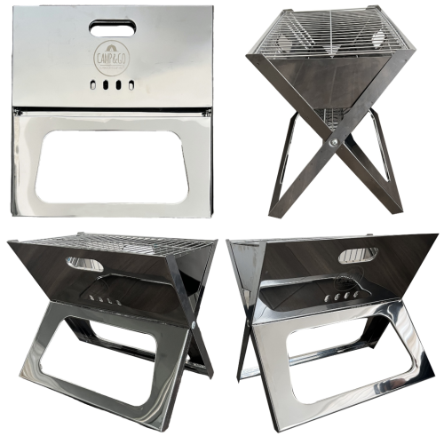 גריל פחמים מנירוסטה מתקפל Camp&Go קאמפ אנד גו X-Grill