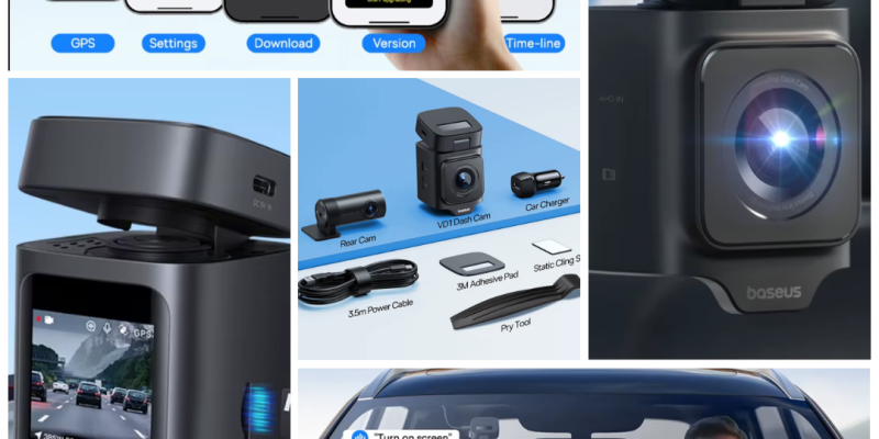 מצלמת דרך סולארית באסוס Baseus 3K קדמית + אחורית + קיט חיבור למצבר למצב חניה