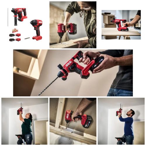 סט מברגת אימפקט + פטישון נטענים מבית SKIL סקיל + שתי סוללות 2.5AH + סוללה 5AH + שני מטען!