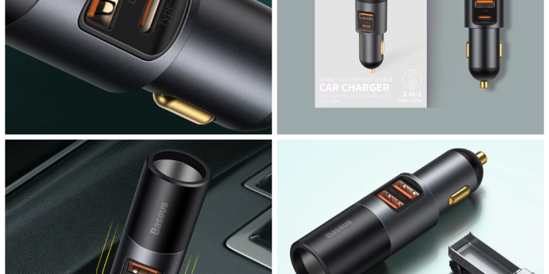 פלאג טעינה לרכב 2 יציאות Type C/USB מבית Baseus (מבלי לוותר על חיבור המצת)