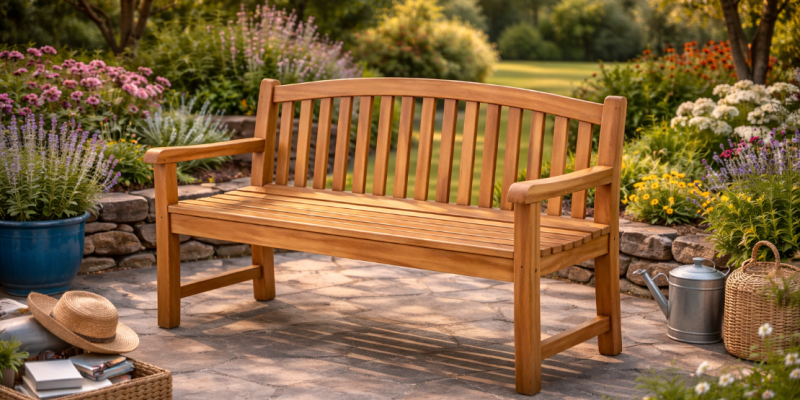 ספסל גינה מעץ טיק מלא Teak Purniture 